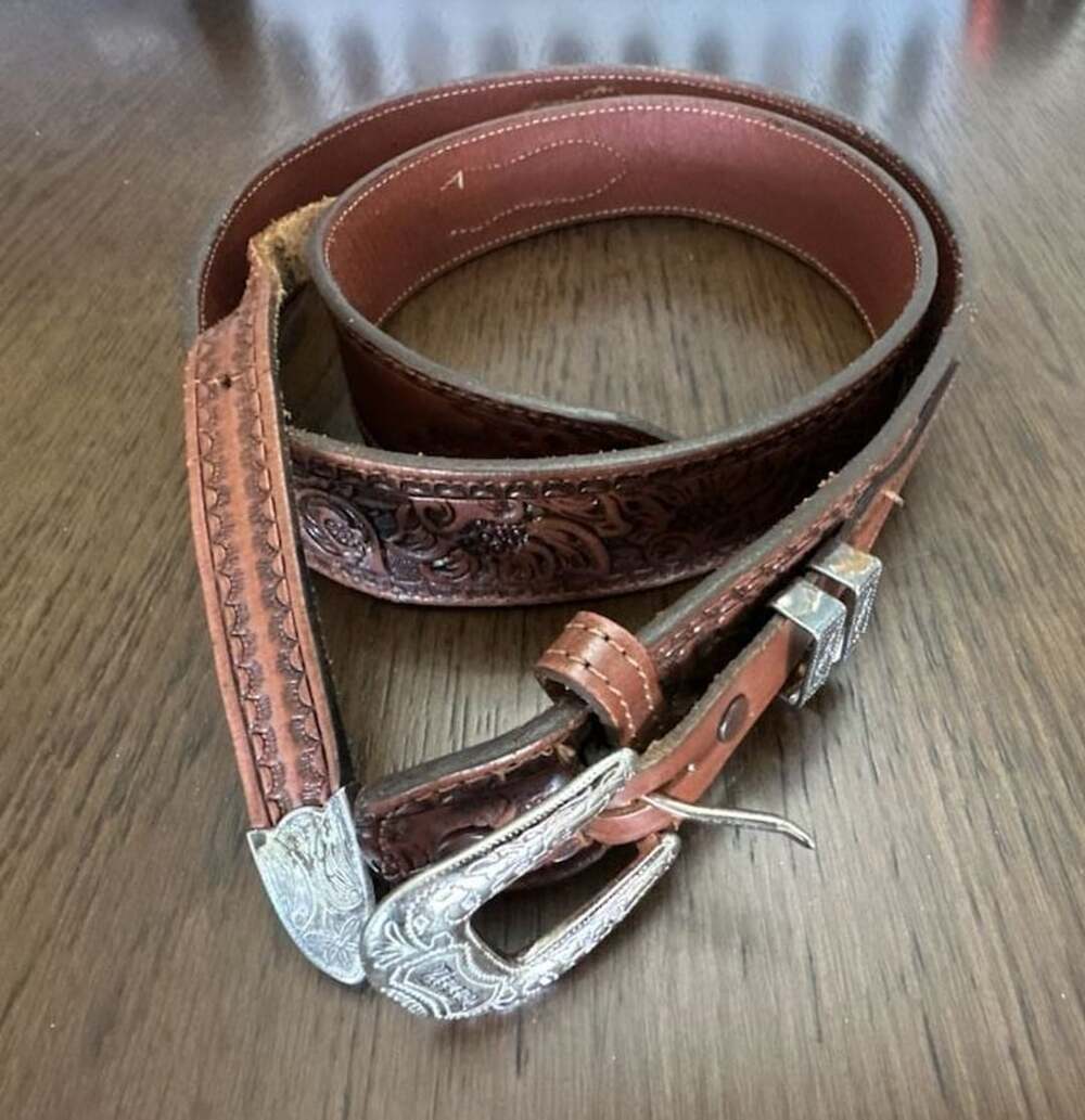 Nocona Men's Brown Western Floral Tooled Leather Ranger Belt Size 40